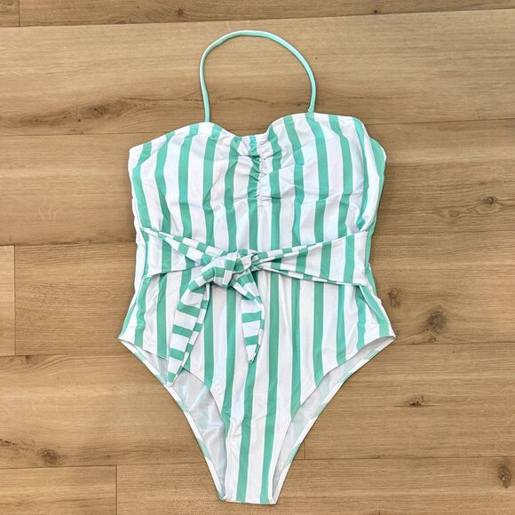 NWOT* Shein One-Piece Striped Swimsuit with Detachable Halter Strap - Women's XL - Picture 2 of 4